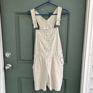 Linen Blend Shortalls by Original TY Wear Shorts Overalls